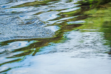 秋の柔らかい日差しを受ける川の流れのアップ05