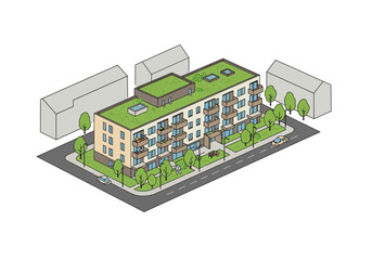 Modern Apartment Building Cityscape Design.