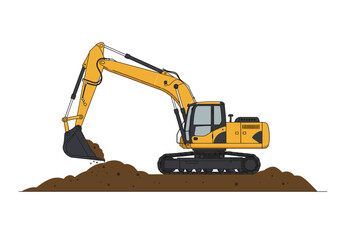 Powerful Excavator Digging Earth.