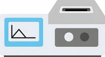 Vector illustration of a modern scientific laboratory instrument for chemical analysis and research with a data graph on the screen