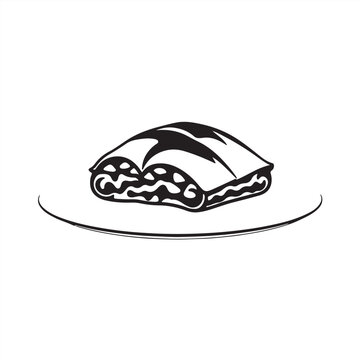 black and white pastry on plate clip art preview