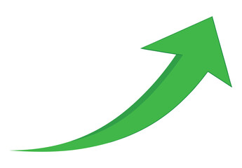Green curved graph with arrow png. 
