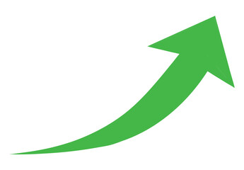 Green curved graph with arrow png. 
