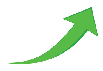 Green curved graph with arrow png. 

