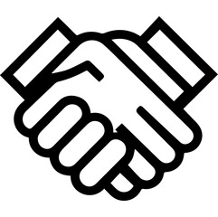 Obraz premium A handshake symbolizes trust and cooperation. The image is a simple black and white drawing of two hands clasping together