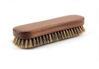 茶色木柄靴磨きブラシ、天然毛使用、洋服お手入れ