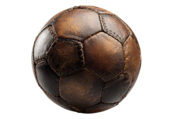 Aged leather soccer ball