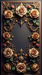 薔薇のゴージャスなフレーム(縦枠または横枠)　Rose Frame (vertical or horizontal)