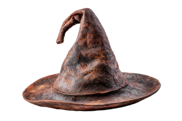 a brown hat with a pointed brimle on top