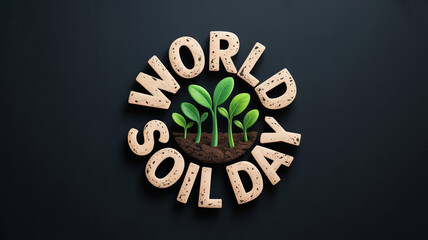World soil day concept with plants growing from soil in the letters, emphasizing the importance of soil conservation and sustainable agriculture for a healthy environment