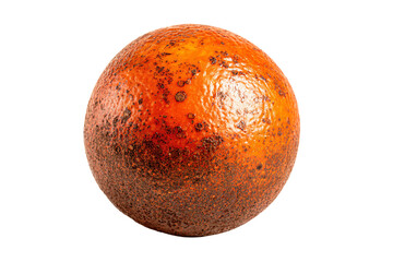 a close up of an orange on a white background