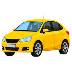 Yellow car isolated on white 