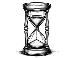 Hourglass Black and White Illustration