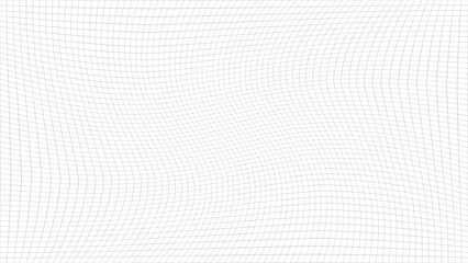 Dynamic wave grid line pattern background. Wavy grid pattern on white. Abstract distorted grid background. Minimalist distorted graph paper.
