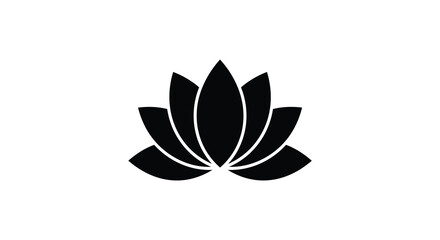 a simple black silhouette of a blooming lotus flower