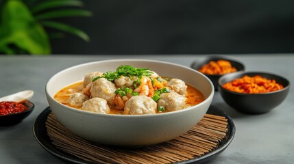 Meatball soup with shrimp