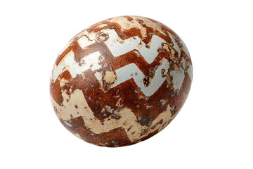 a brown and white egg with a cross pattern on it