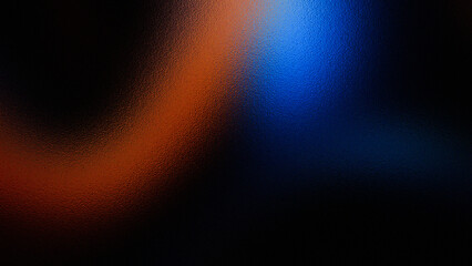 Abstract flowing lines of orange and blue light against a dark background