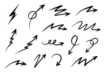 Illustration of collection of handdrawn arrows