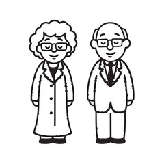 Old people black and white illustration vector image simple minimalist artwork design template
