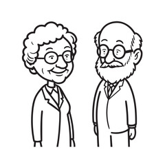 Old people black and white illustration vector image simple minimalist artwork design template