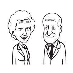 Old people black and white illustration vector image simple minimalist artwork design template