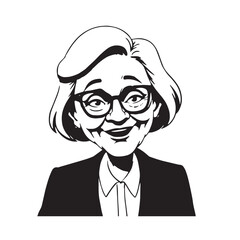 Old people black and white illustration vector image simple minimalist artwork design template