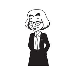 Old people black and white illustration vector image simple minimalist artwork design template