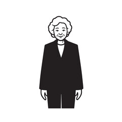 Old people black and white illustration vector image simple minimalist artwork design template