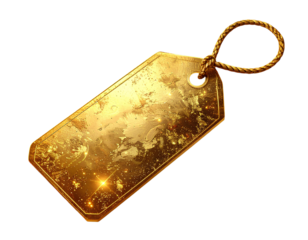 Golden Price Tag on Transparent Background