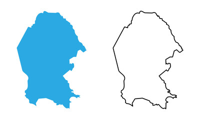 Map of Coahuila, a state of Mexico. Map with detailed outlines and blue silhouettes