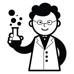 Funny Scientist Icon – Cartoon Chemist Vector