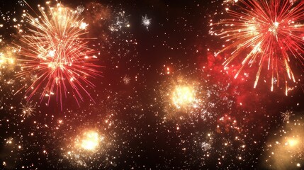 Colorful fireworks explosion in night sky