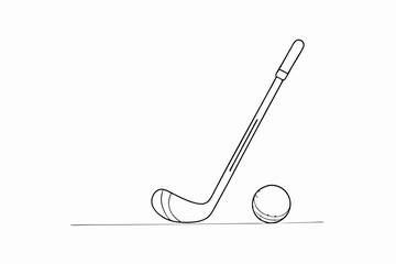 Golf Club and Ball Line Art Illustration