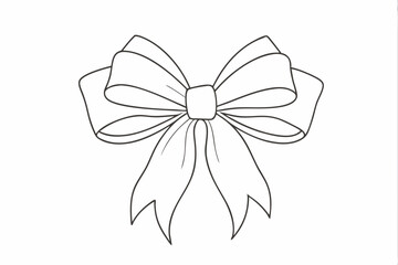 Decorative Ribbon Bow Line Art Illustration