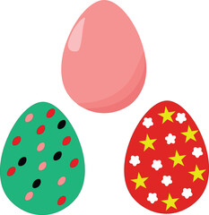 Spring celebration vector illustration of three different color easter eggs with floral and abstract patterns