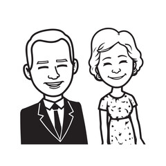 Old people black and white illustration vector image simple minimalist artwork design template
