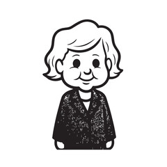 Old people black and white illustration vector image simple minimalist artwork design template
