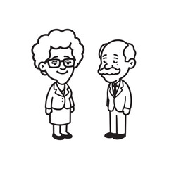 Old people black and white illustration vector image simple minimalist artwork design template
