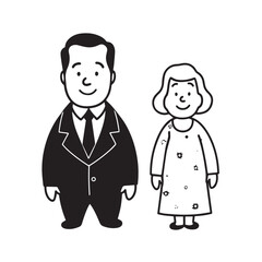 Old people black and white illustration vector image simple minimalist artwork design template
