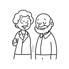 Old people black and white illustration vector image simple minimalist artwork design template
