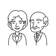 Old people black and white illustration vector image simple minimalist artwork design template
