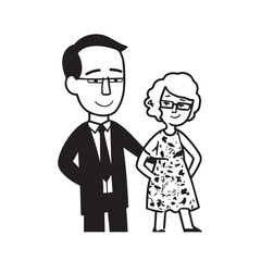 Old people black and white illustration vector image simple minimalist artwork design template
