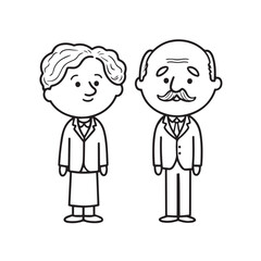 Old people black and white illustration vector image simple minimalist artwork design template
