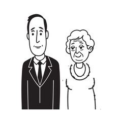 Old people black and white illustration vector image simple minimalist artwork design template
