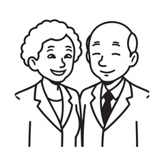 Old people black and white illustration vector image simple minimalist artwork design template
