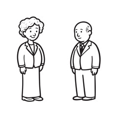 Old people black and white illustration vector image simple minimalist artwork design template
