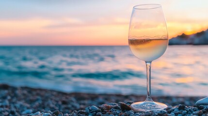 Drink wine by the sea. Selective focus. nature