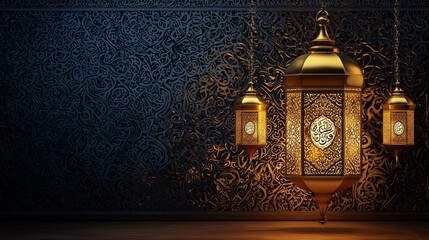 Eid al Adha with golden luxurious traditional lantern and arabic calligraphy, template islamic ornate greeting card vector