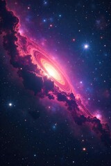 Naklejka premium Vast cosmic expanse, swirling nebulae, distant galaxies, star clusters illuminating the infinite darkness of space A breathtaking view of the universe's grandeur , comets, cosmic rays